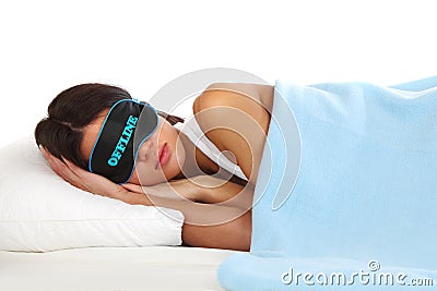 Offline sleeping woman Stock Photo