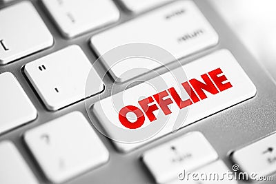 Offline - means that the device and its user are disconnected from the global internet, text concept button on keyboard Stock Photo