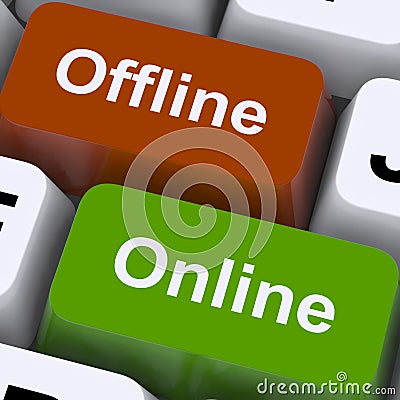 Offline Online Keys Show Internet Communication Status Stock Photo