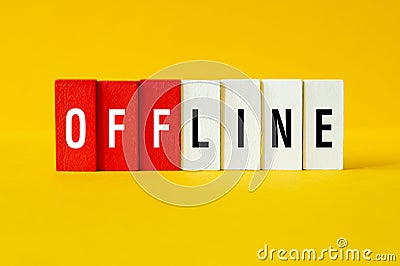 Offline - word concept on building blocks, text Stock Photo