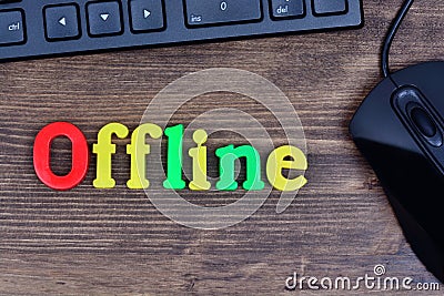 Offline word on table Stock Photo