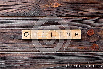 Offline word written on wood block. offline text on table, concept Stock Photo