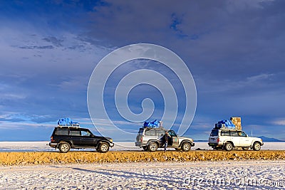 Offroad cars parked on a dirt road Editorial Stock Photo