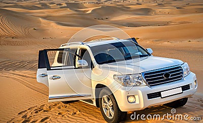 Offroad desert safari in Dubai, Arab Emirates Stock Photo