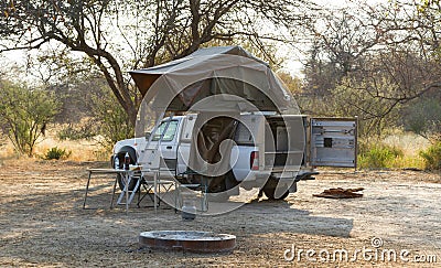 Offroad 4x4 vehicle with tent in the roof Editorial Stock Photo