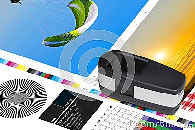 Offset print sheet color bar measurement Stock Photo