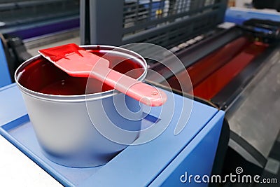 Offset printing machine - magenta ink Stock Photo
