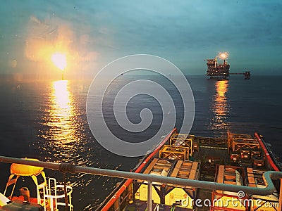 Cargo operations in Offshore Editorial Stock Photo