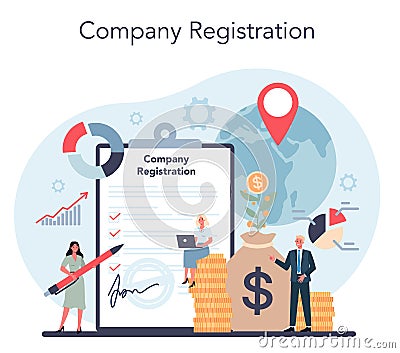 Offshore company registration. Professional businessman help with financial Vector Illustration