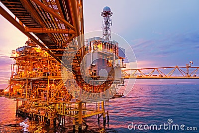 Offshore construction platform for exororation and production oil Stock Photo