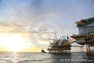 Offshore construction platform for production oil and gas. Editorial Stock Photo