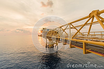 Offshore construction platform for production oil and gas.Oil and Gas Rig in offshore Editorial Stock Photo