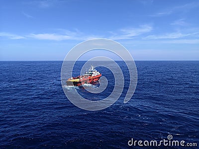 Offshore crew boat at open sea Editorial Stock Photo
