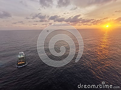 Offshore crew boat sunset Editorial Stock Photo