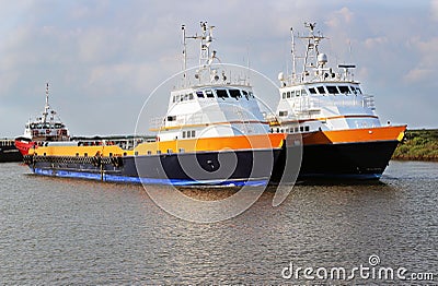 Offshore Crewboat Stock Photo