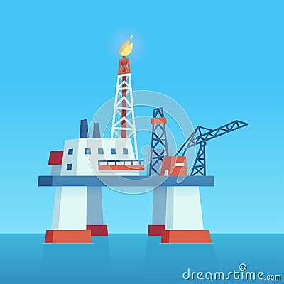 Offshore drilling oil rig Vector Illustration