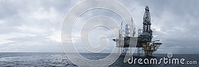 Offshore Jack Up Drilling Rig Over The Top of Oil and Gas Stock Photo