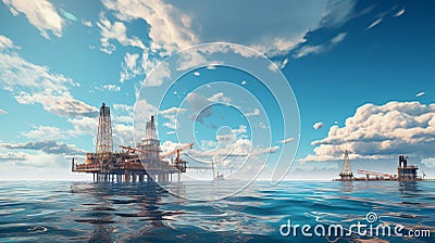 Offshore Jack Up Rig in The Middle of The Sea at clouds sky Generative ai Stock Photo