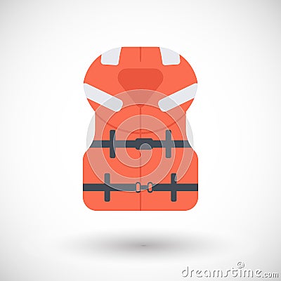 Offshore life jacket flat icon Cartoon Illustration