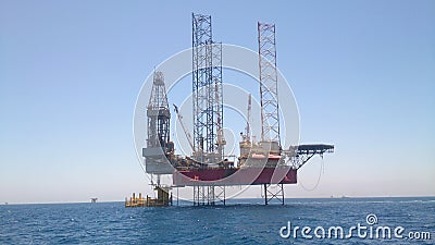 Offshore oil and gas drilling jackup rig Stock Photo