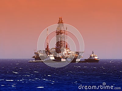 Offshore oil and gas drilling platform or rig, gulf of mexico Stock Photo