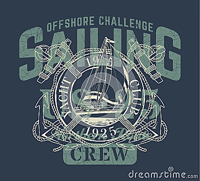 Offshore sailing northern route challenge Vector Illustration