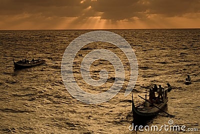 Offshore small boat fisherman Stock Photo