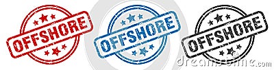 offshore stamp. offshore round isolated sign. Vector Illustration