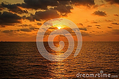 Offshore sunset Industry oil and gas Stock Photo