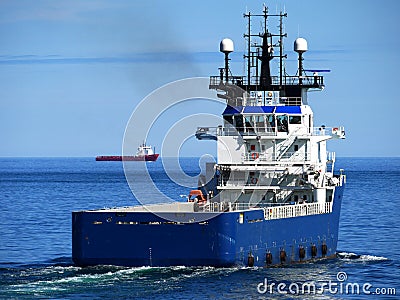 Offshore Supply Ship Stern Stock Photo