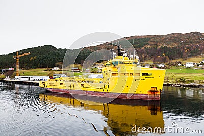 Offshore Supply Ship, World Opal, in Torvik, Norway Editorial Stock Photo