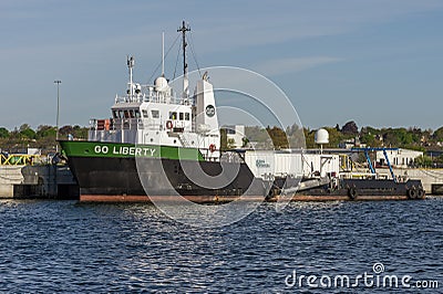 Offshore supply vessel Go Liberty docked in New Bedford Editorial Stock Photo