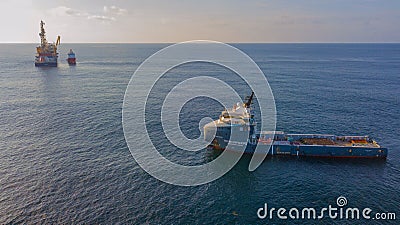 Offshore support vessel in Atlantic Ocean during Editorial Stock Photo