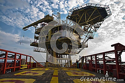 Offshore vessel crew working on deck Editorial Stock Photo