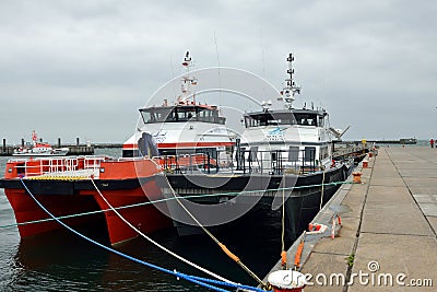 Offshore Vessel at Helgoland Harbour Editorial Stock Photo