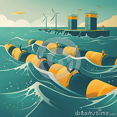 Offshore Wave Energy Array Stock Photo