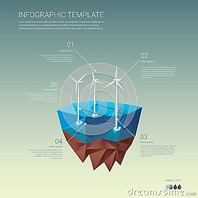 Offshore wind farm infographics template Vector Illustration