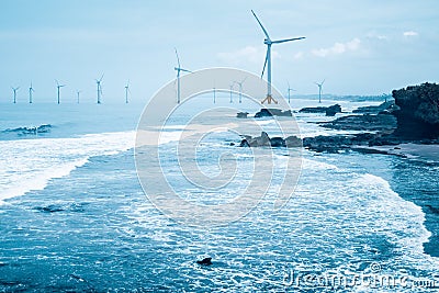 Offshore wind farm Stock Photo