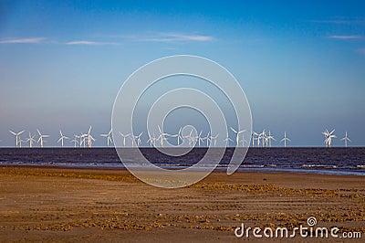 Offshore windfarm off the coast of Lincolnshire, UK Stock Photo