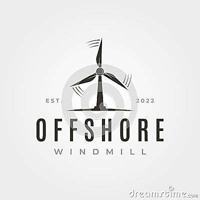 offshore windmill vintage logo vector symbol illustration design Vector Illustration