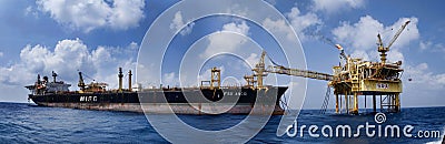 Offshore worker tool transfer to other ship Editorial Stock Photo