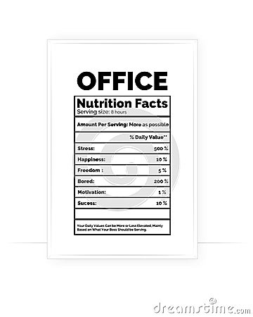 Office Nutrition Facts Poster, vector Vector Illustration