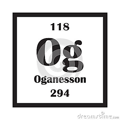 Oganesson chemical element icon Cartoon Illustration