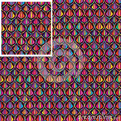 Ogee colorful tulip seamless pattern Vector Illustration