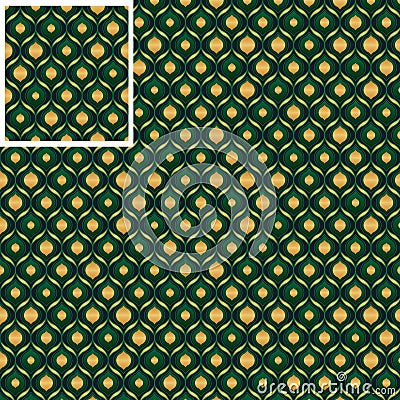 Ogee green gold seamless pattern Vector Illustration