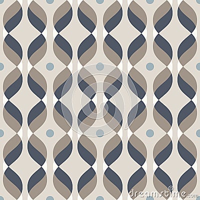 Ogee seamless vector curved pattern, abstract geometric background. Mid century modern wallpaper pattern Vector Illustration