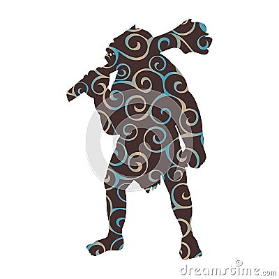 Ogre pattern silhouette monster villain fantasy Vector Illustration