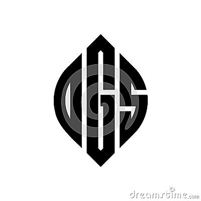 OGS circle letter logo design with circle and ellipse shape. OGS ellipse letters with typographic style. The three initials form a Vector Illustration