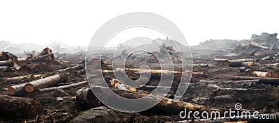 ogs and tree stumps. Deforestation. Environmental Awareness, Greenhouse Gases. Transparent background PNG. Stock Photo
