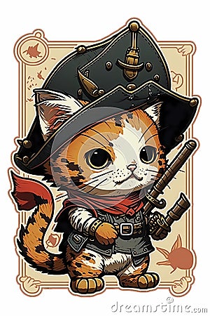 Sea of Smiles: Pirate Adventures of Kittens! Stock Photo